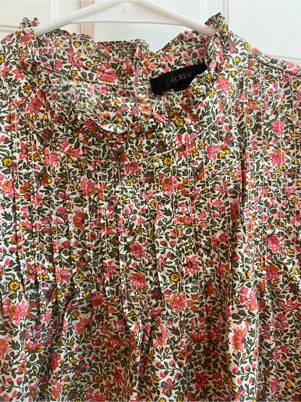 J. Crew Floral Pintuck Sleeveless Camisole - Pink, Green, Cream